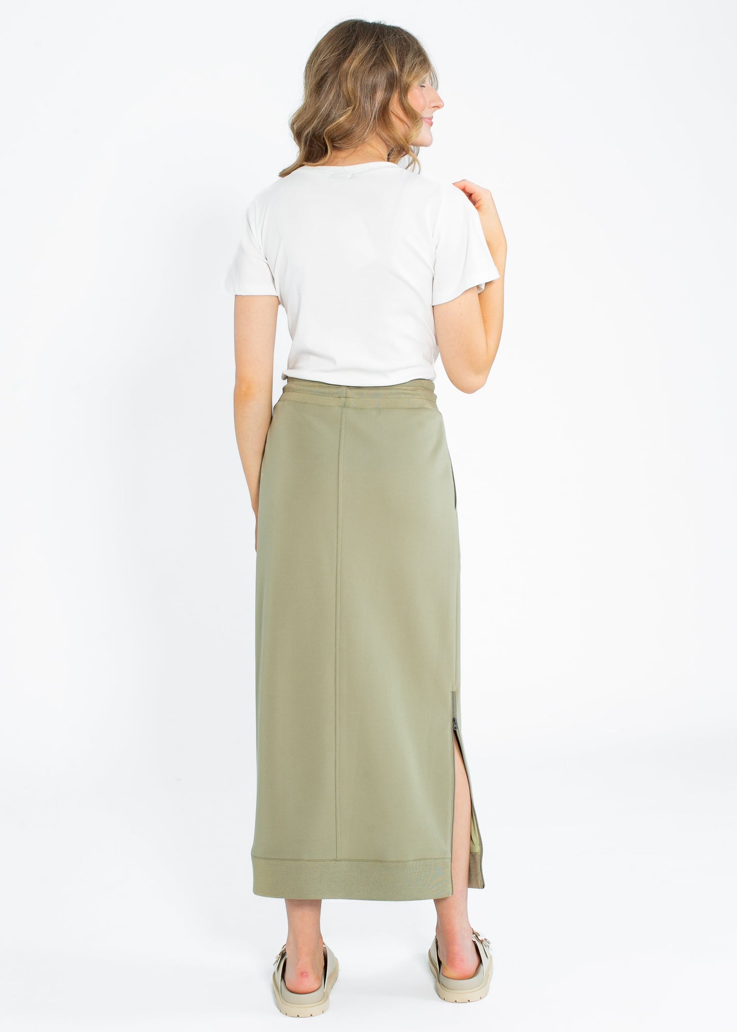 Side Zipper Athletic Midi Skirt