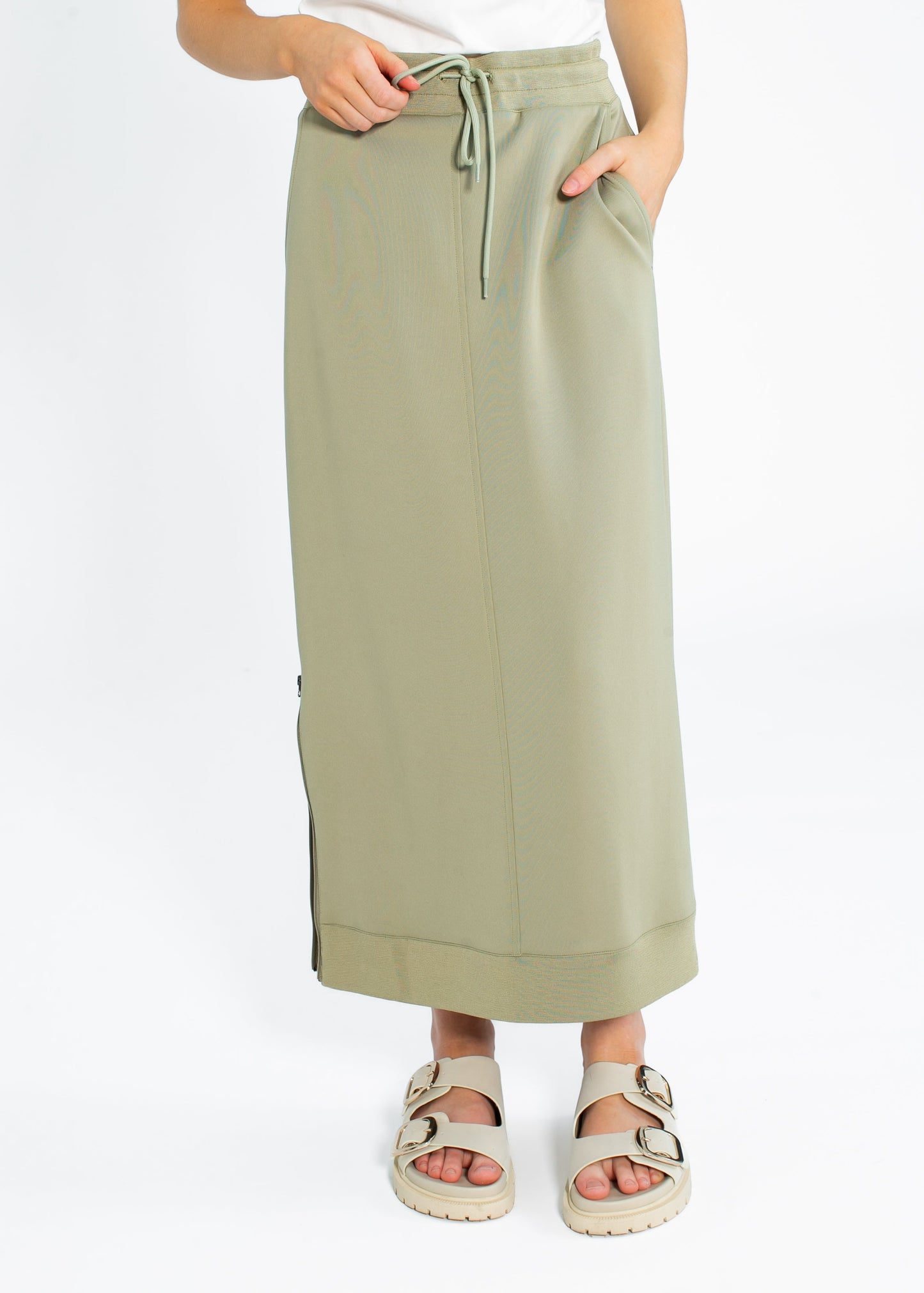 Side Zipper Athletic Midi Skirt