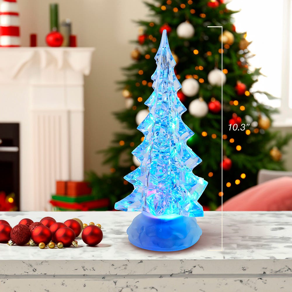 Kurt Adler 10.25-Inch LED Clear Tree Table Piece with Motion