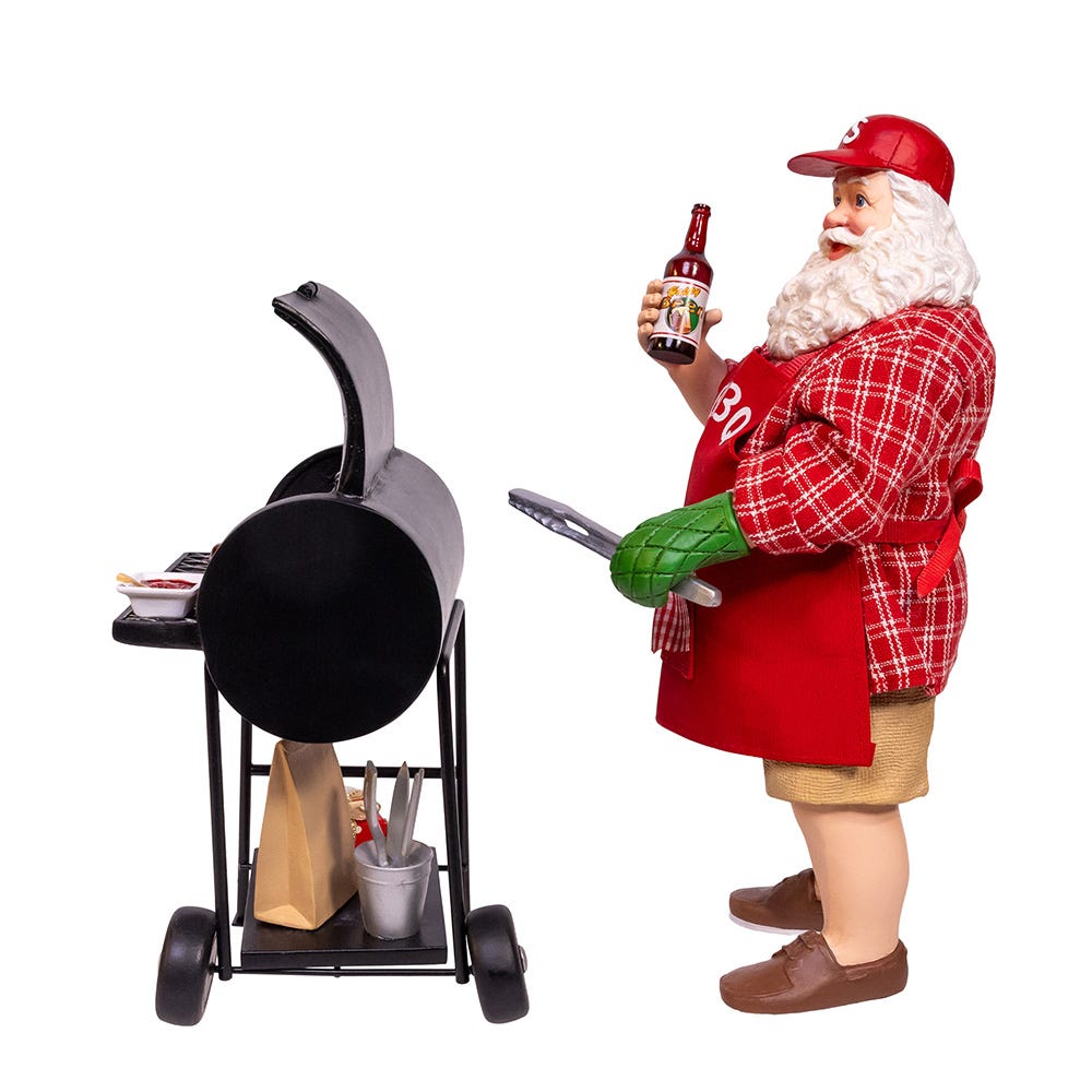 Barbecue Grill Santa Figurine 10.75-Inch