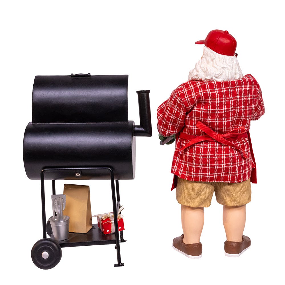 Barbecue Grill Santa Figurine 10.75-Inch
