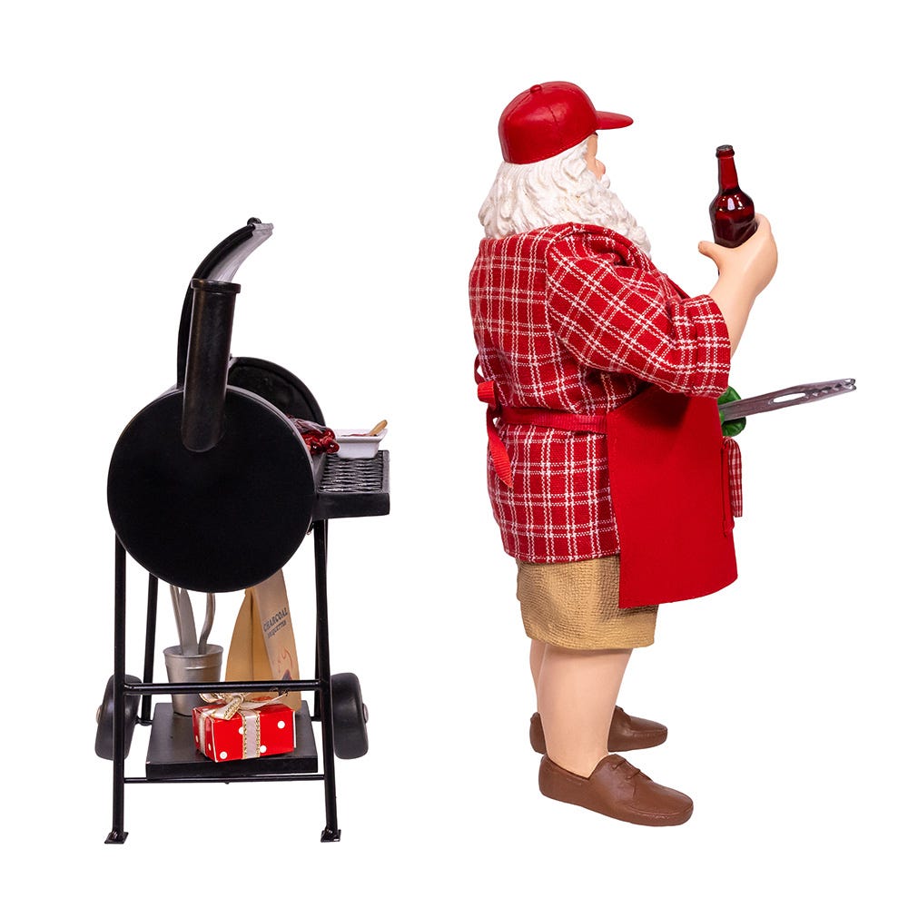 Barbecue Grill Santa Figurine 10.75-Inch