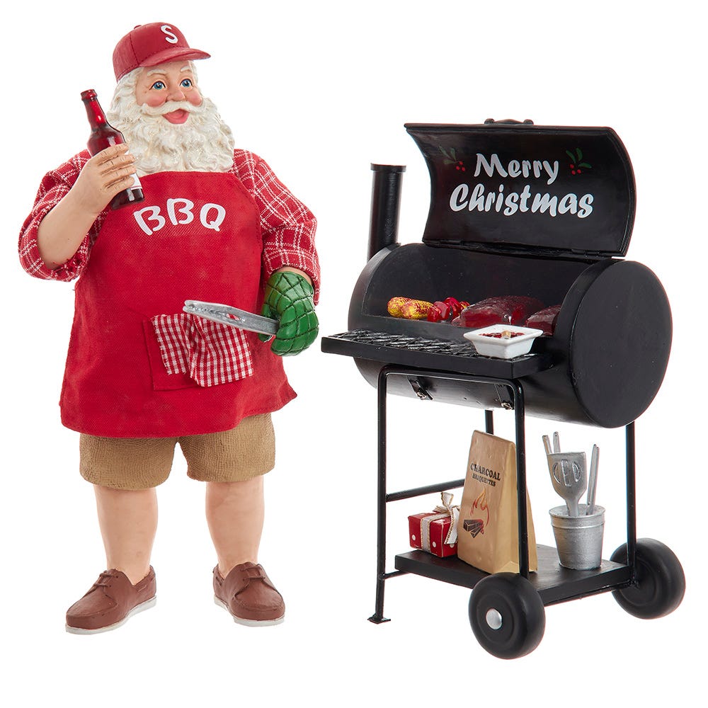 Barbecue Grill Santa Figurine 10.75-Inch