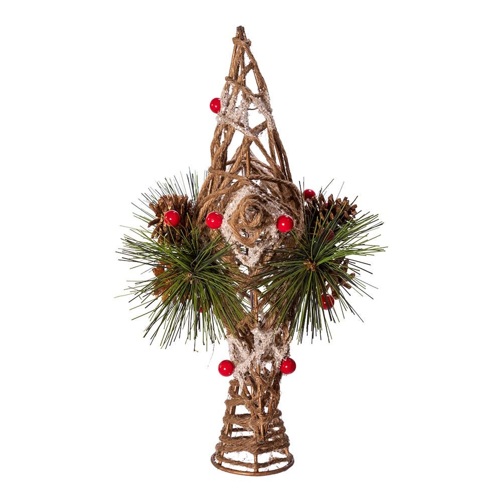 Kurt Adler 11-Inch Natural Star with Pinecones Treetop