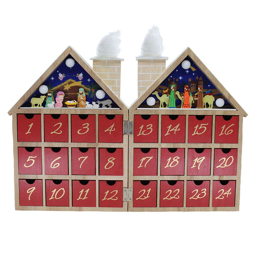 Kurt Adler 11.81-Inch Wooden LED Nativity Advent Calendar