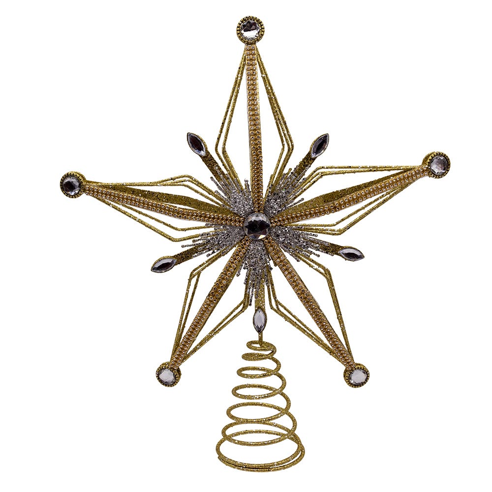 Kurt Adler 12.5-Inch Gold and Silver Star Tree Topper