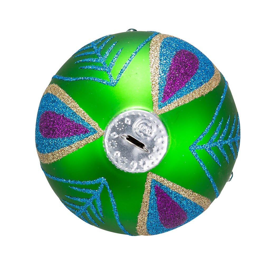 Peacock Purple and Green Glass Ball Ornaments, Set of 6