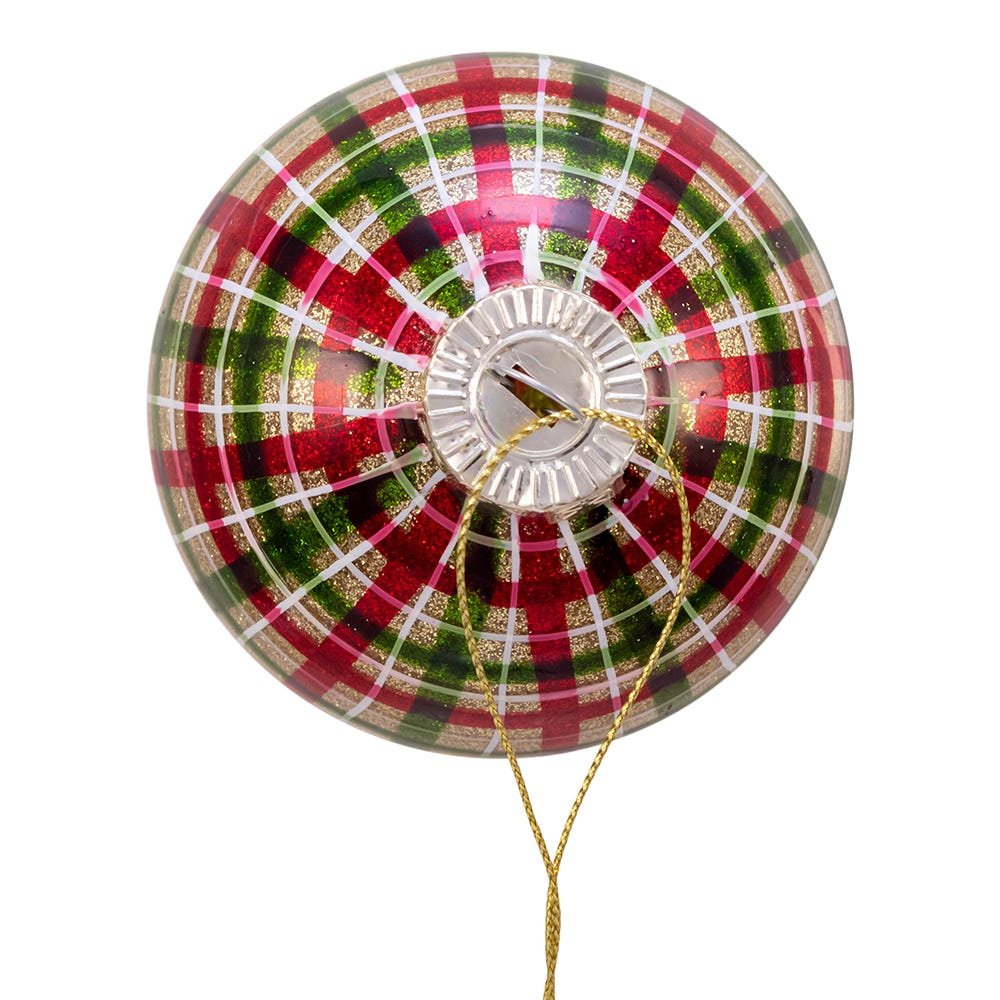 Red and Green Plaid Glass Ball Ornaments, 6 Piece Box