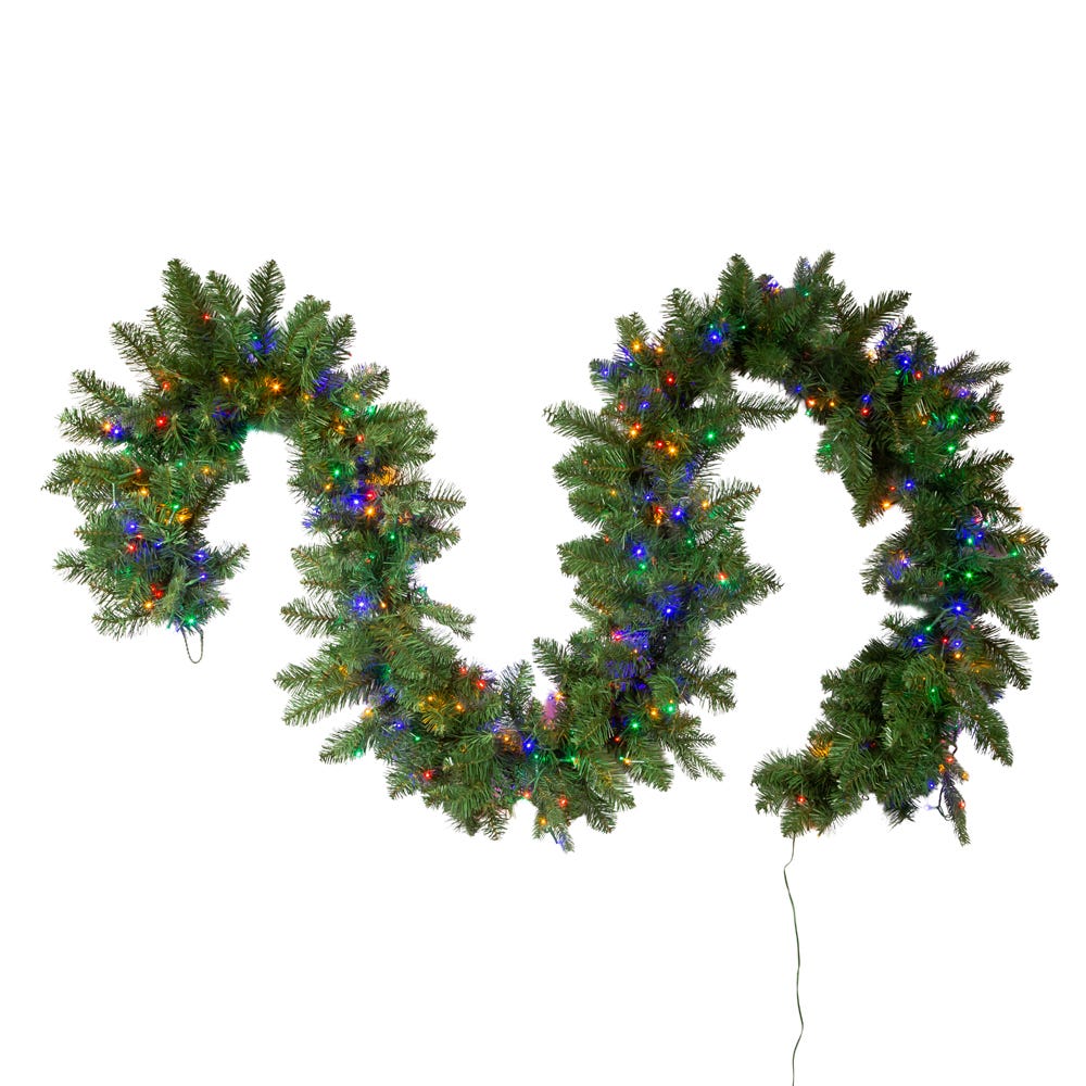 Kurt Adler 9-Foot Pre-lit Multicolored LED Noble Fir Garland