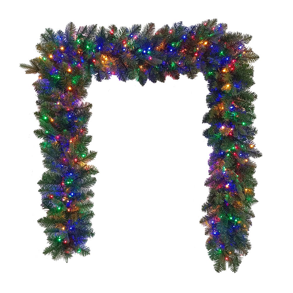 Kurt Adler 9-Foot Pre-lit Multicolored LED Noble Fir Garland