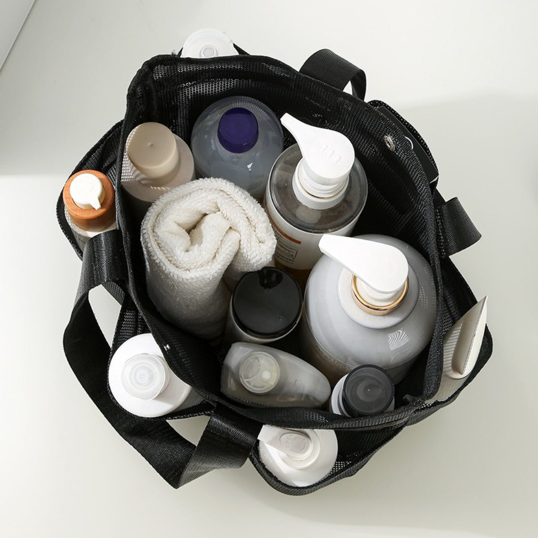 Mesh bath bag, mesh pocket tote swimming wash bag, men's bath towel bath bag, large storage bag