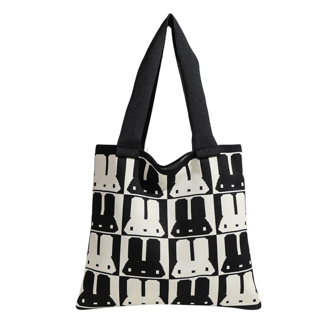 Rabbit tote bag women, autumn and winter simple fashion handbag, versatile commuter shoulder underarm bag