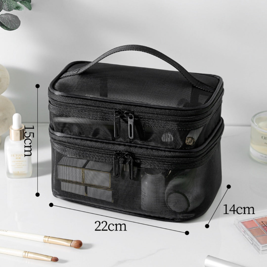Mesh cosmetic bag, lightweight large capacity three-layer toilet bag, double-layer storage bag, travel mesh bag, tool storage box portable, Mesh ShowerTote Bag,