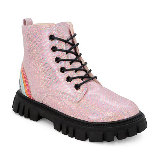 LOLITA-Girls Glitter Rainbow Combat Boot