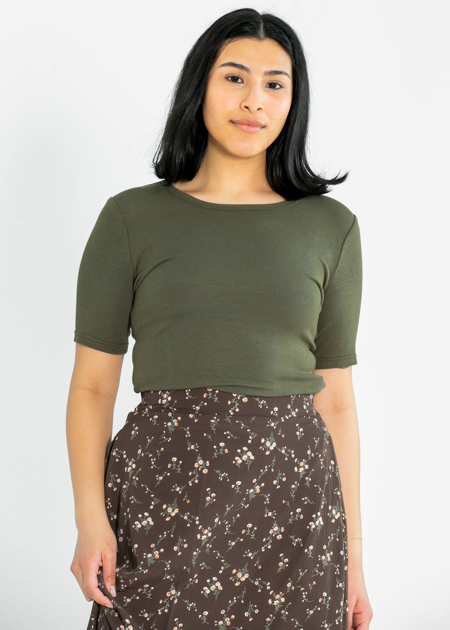 Ribbed Half Sleeve Tee