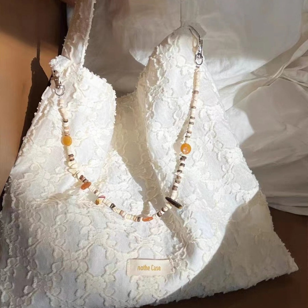 Retro Design Beaded Shoulder Bag – Lightweight & Versatile Women's Spring and Autumn Cloth Hobo Purse