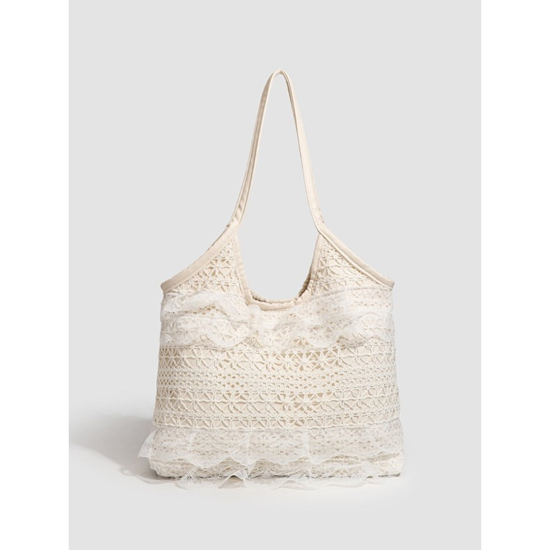 Summer woven bag casual vacation large capacity shoulder bag lace mesh underarm bag beach bag summer purse hobo