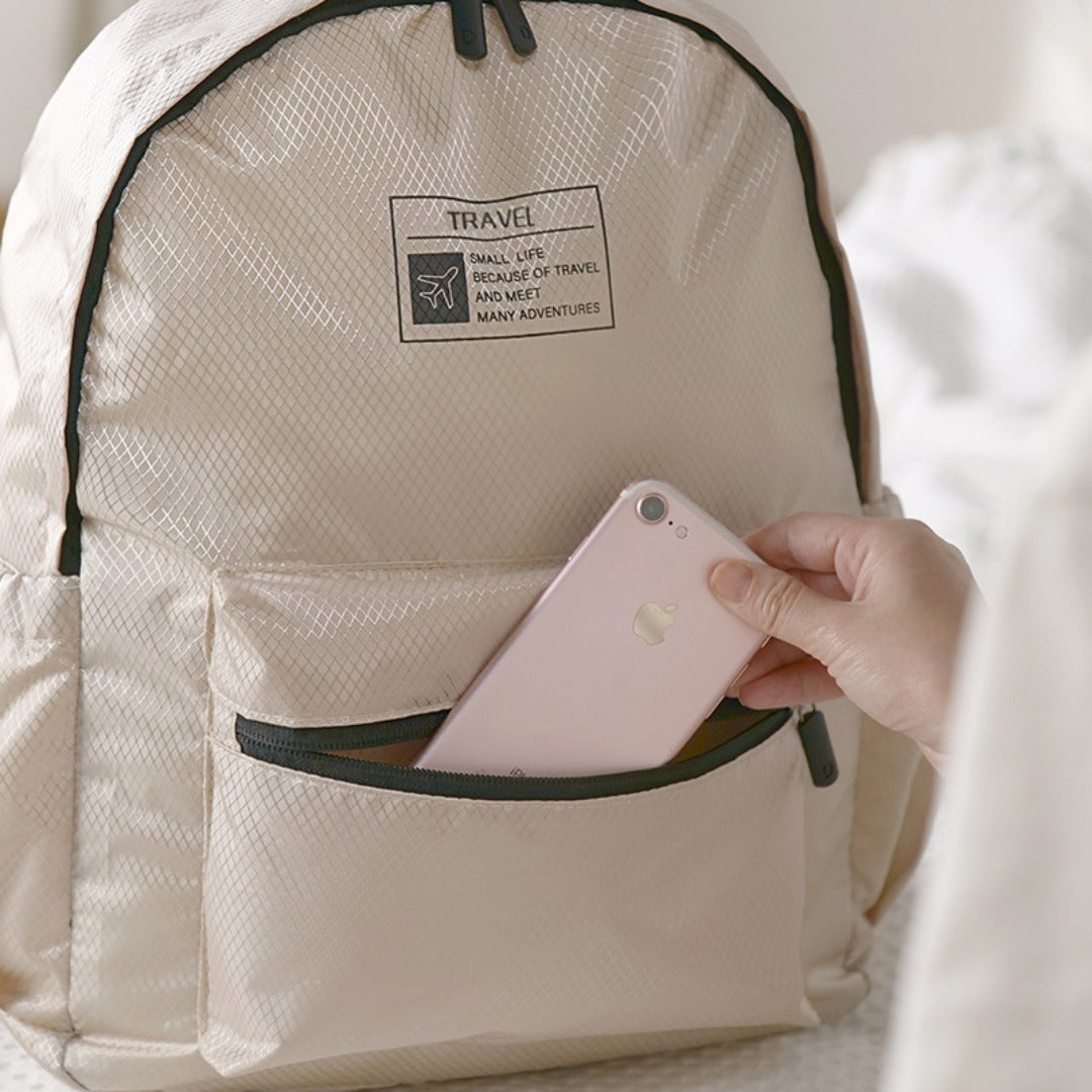 Foldable backpack, simple large capacity travel backpack female, waterproof storage backpack purse, casual polyester clothing storage backpack purse lightweight