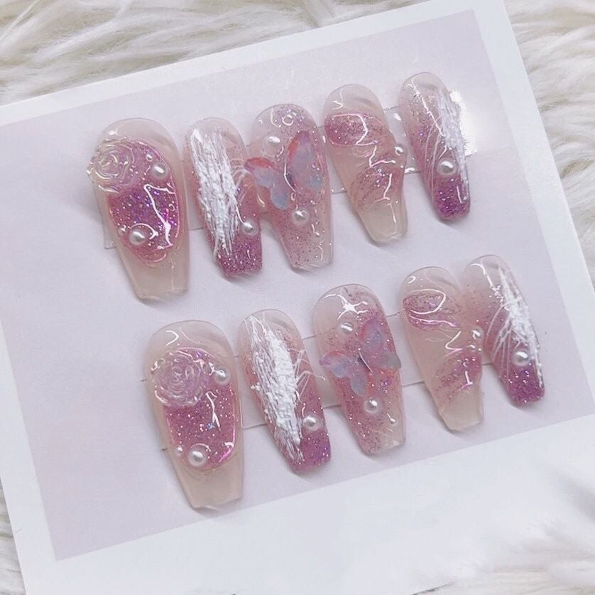 0942- Handmade press on nails