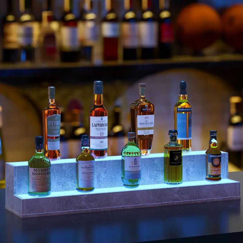 LED Liquor Bottle Display Shelf – App & Remote-Controlled Bar Stand 38-Inch