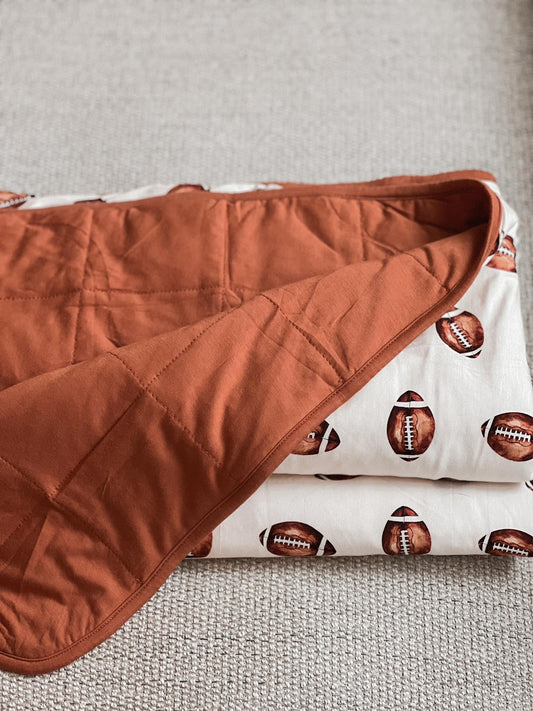 Football Print Quilted Bamboo Blanket - 1.0 Tog