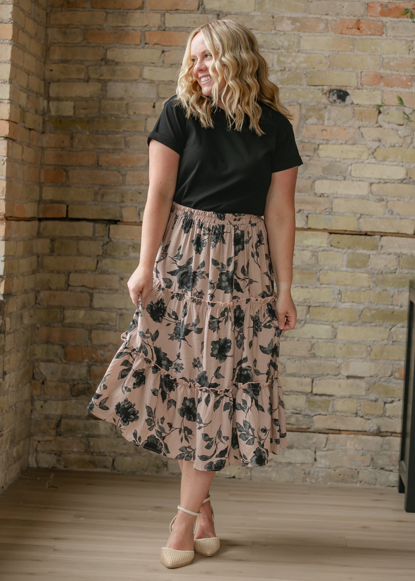 Ruffle Midi Skirt
