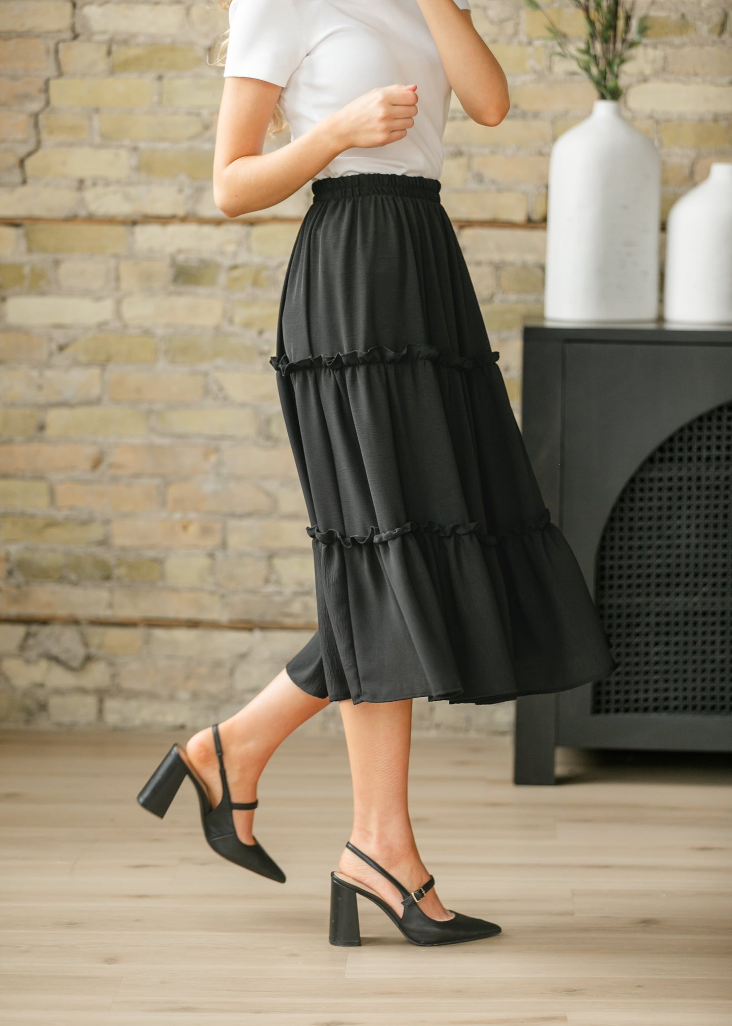 Ruffle Midi Skirt