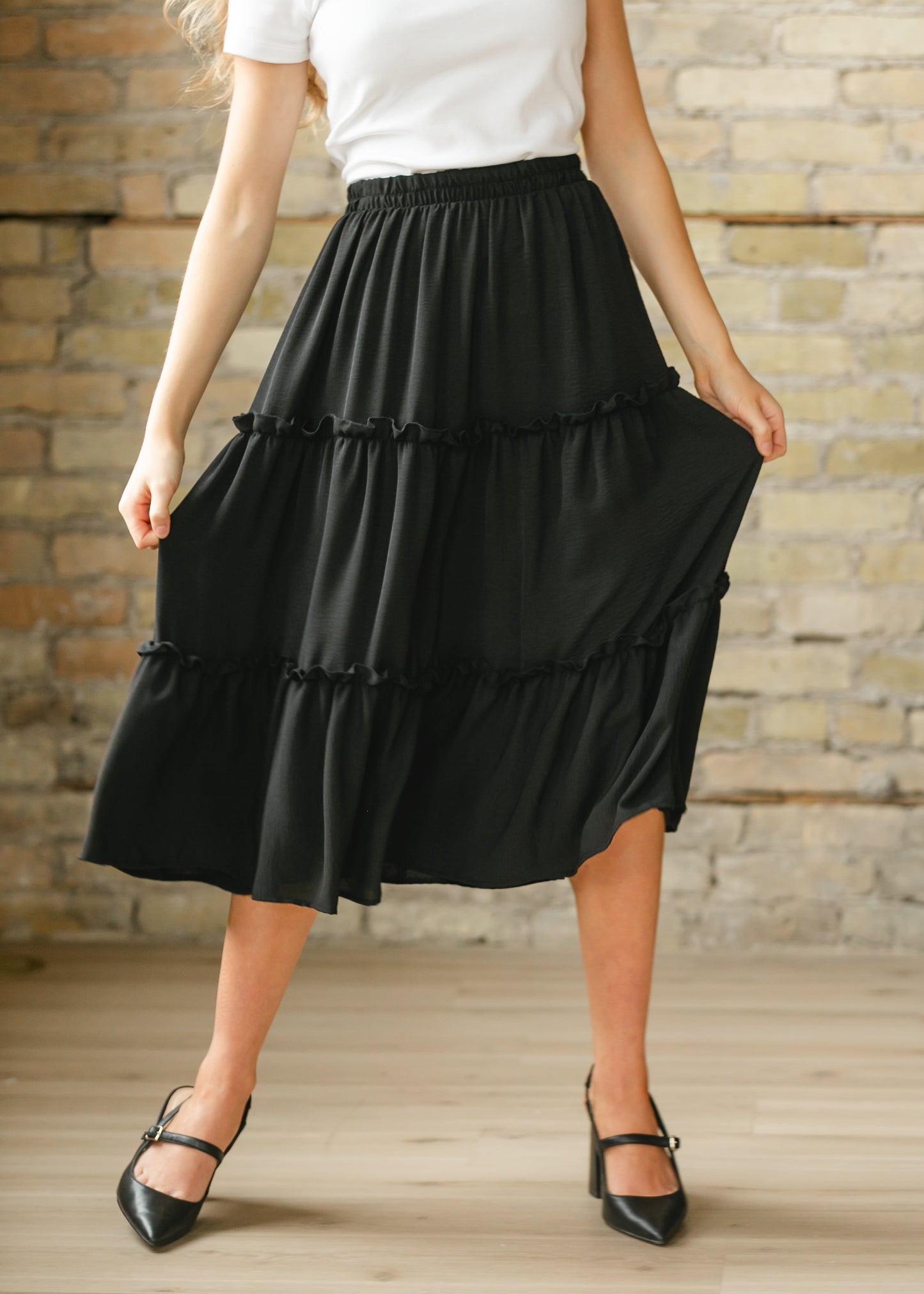 Ruffle Midi Skirt