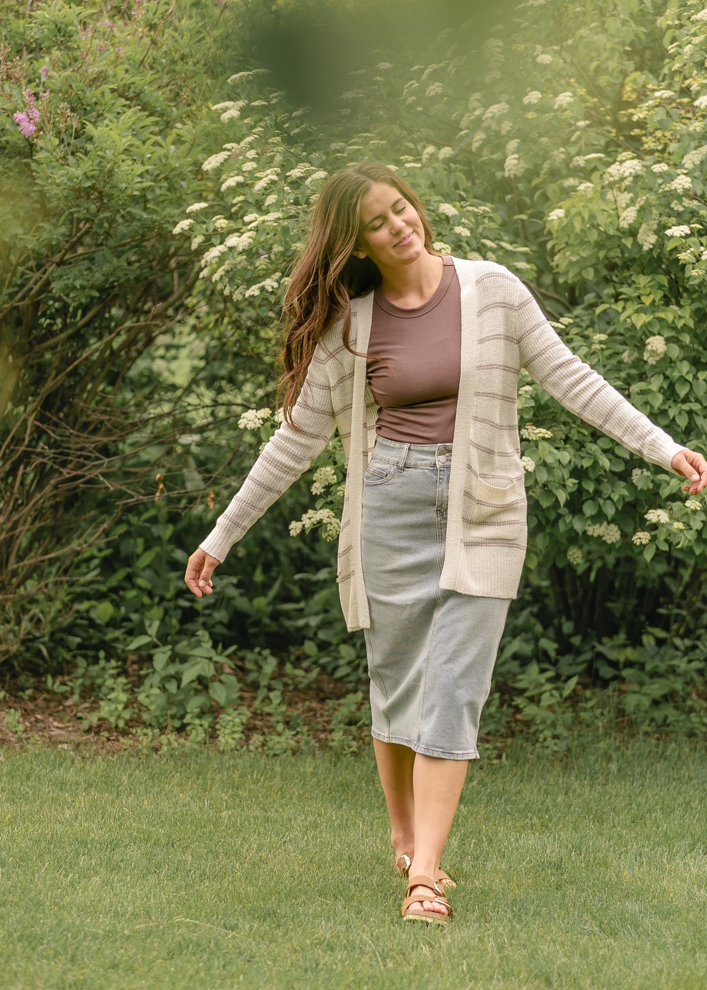 Light Wash Midi Denim Skirt