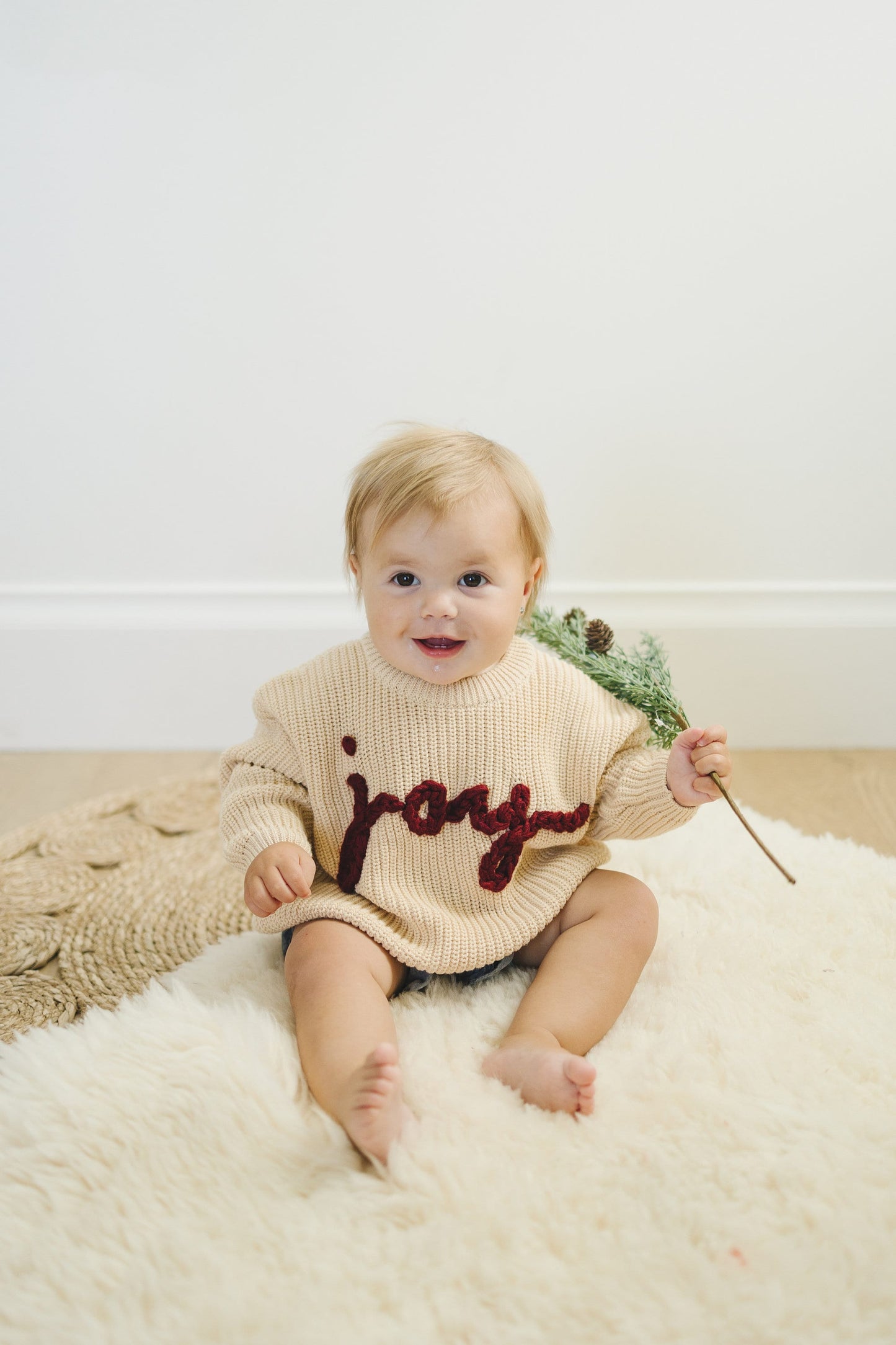 Joy Hand Embroidered Christmas Sweater - Infant Sizes