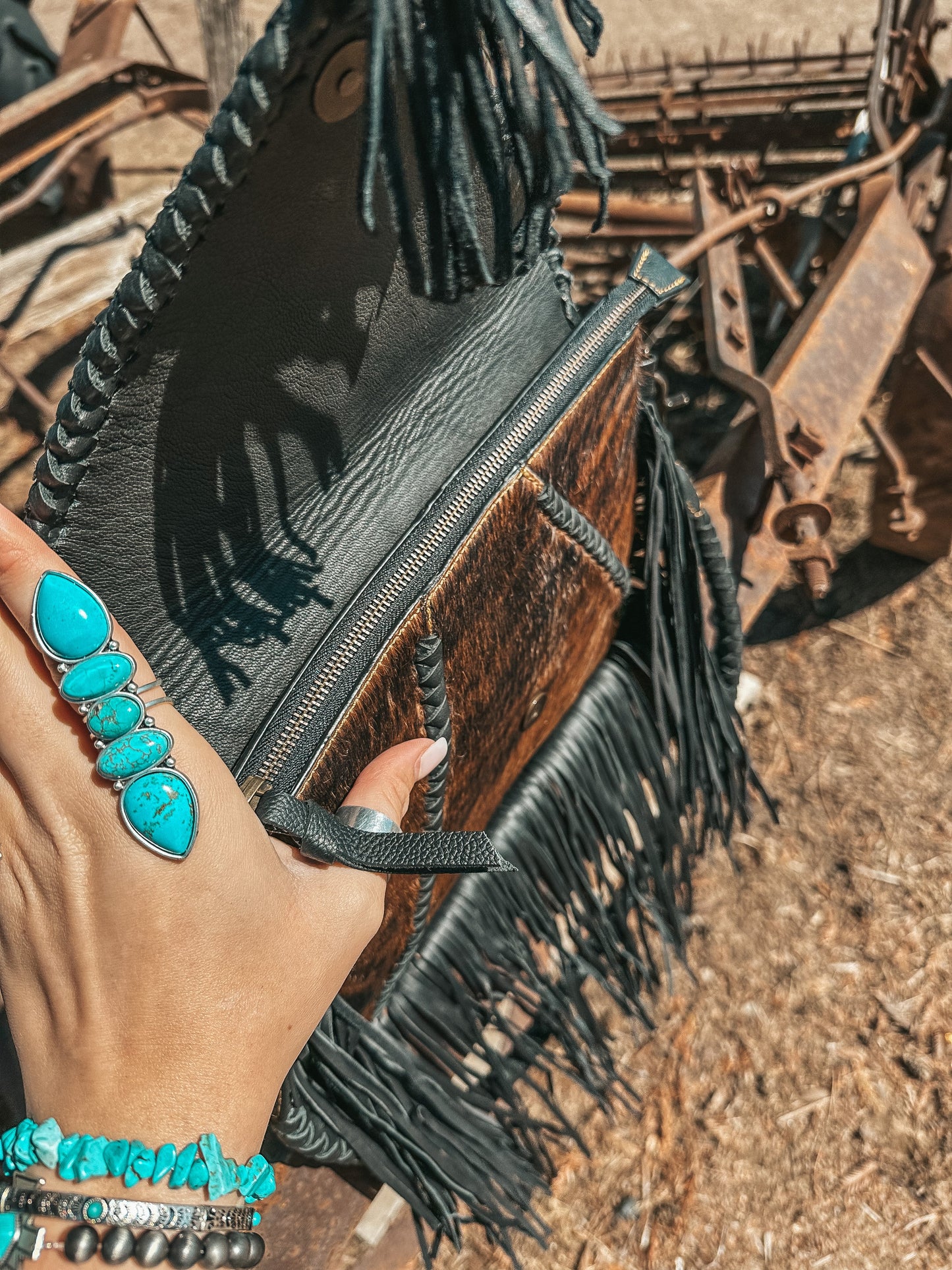 Xia Brindle, leather and Southern Hyde tote purse by Beth Marie Exclusive