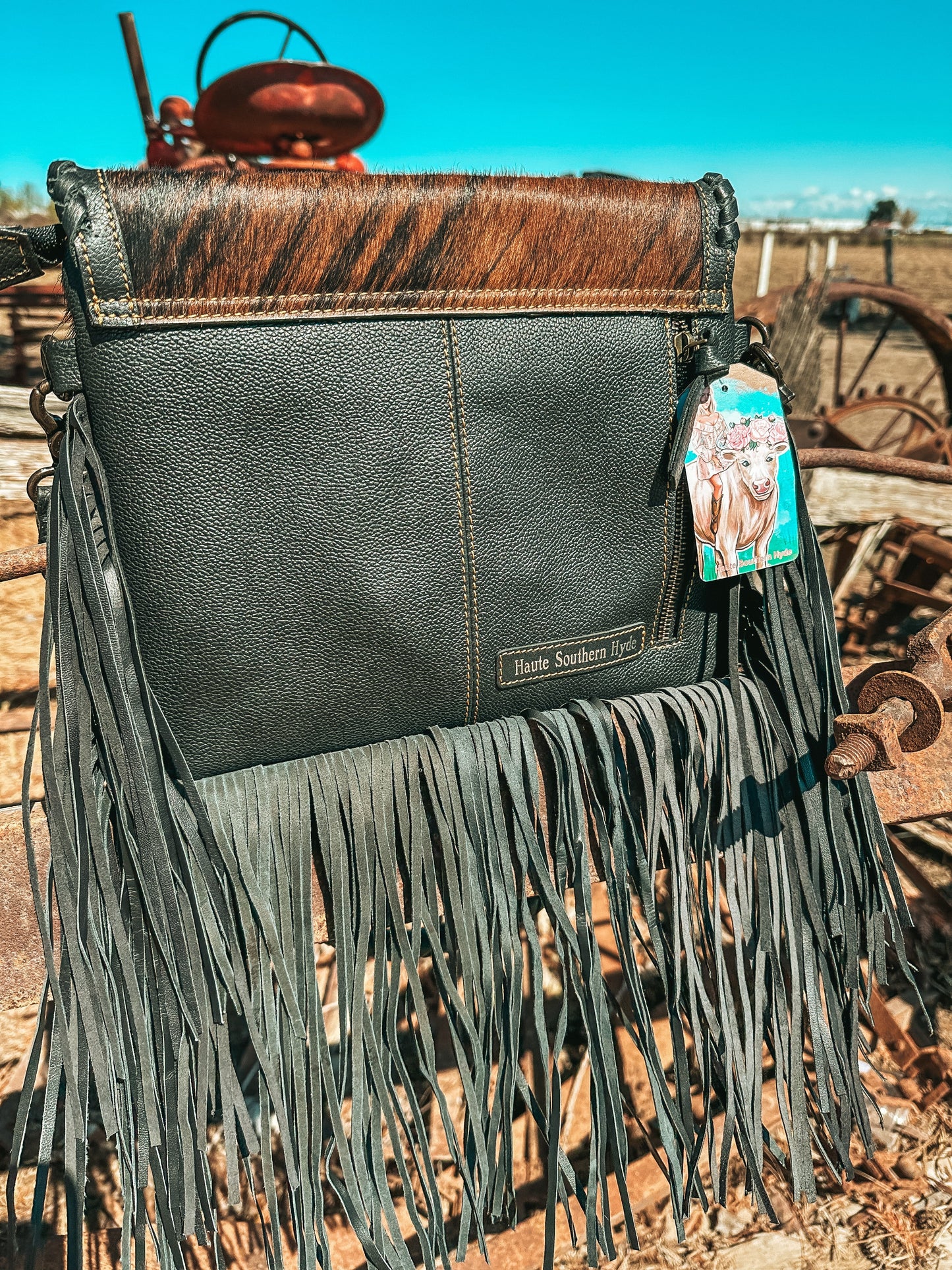 Xia Brindle, leather and Southern Hyde tote purse by Beth Marie Exclusive