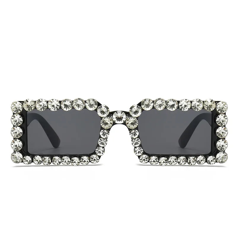 Retro Fashion Diamond Embedded Square Frame Sunglasses