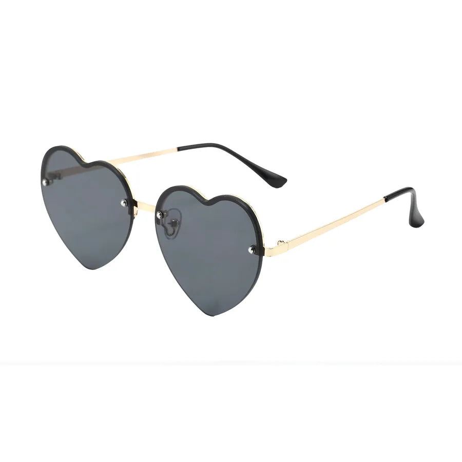 Heart-Shaped Half-Rim Metal Sunglasses