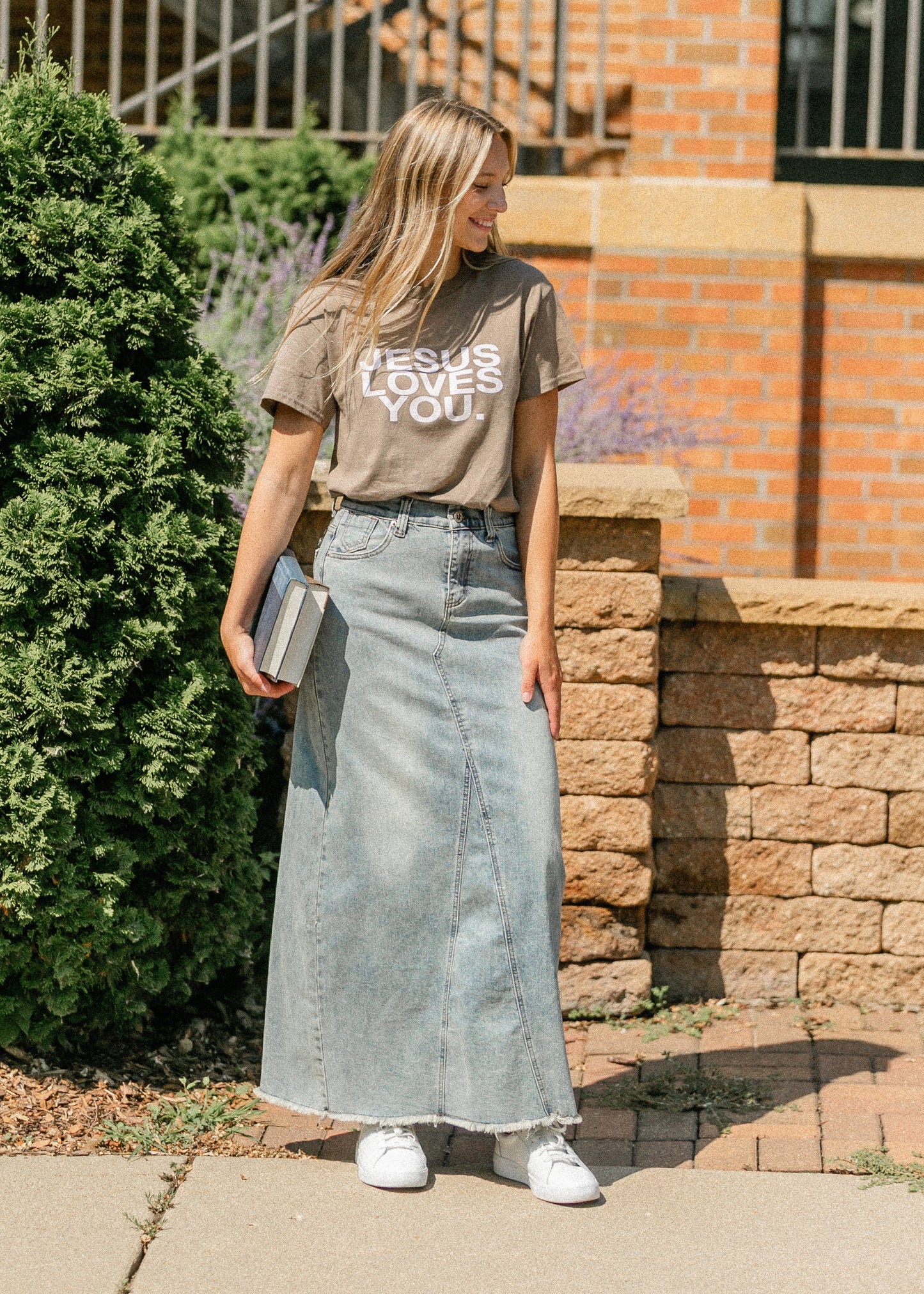 Piper A-line Long Denim Maxi Skirt