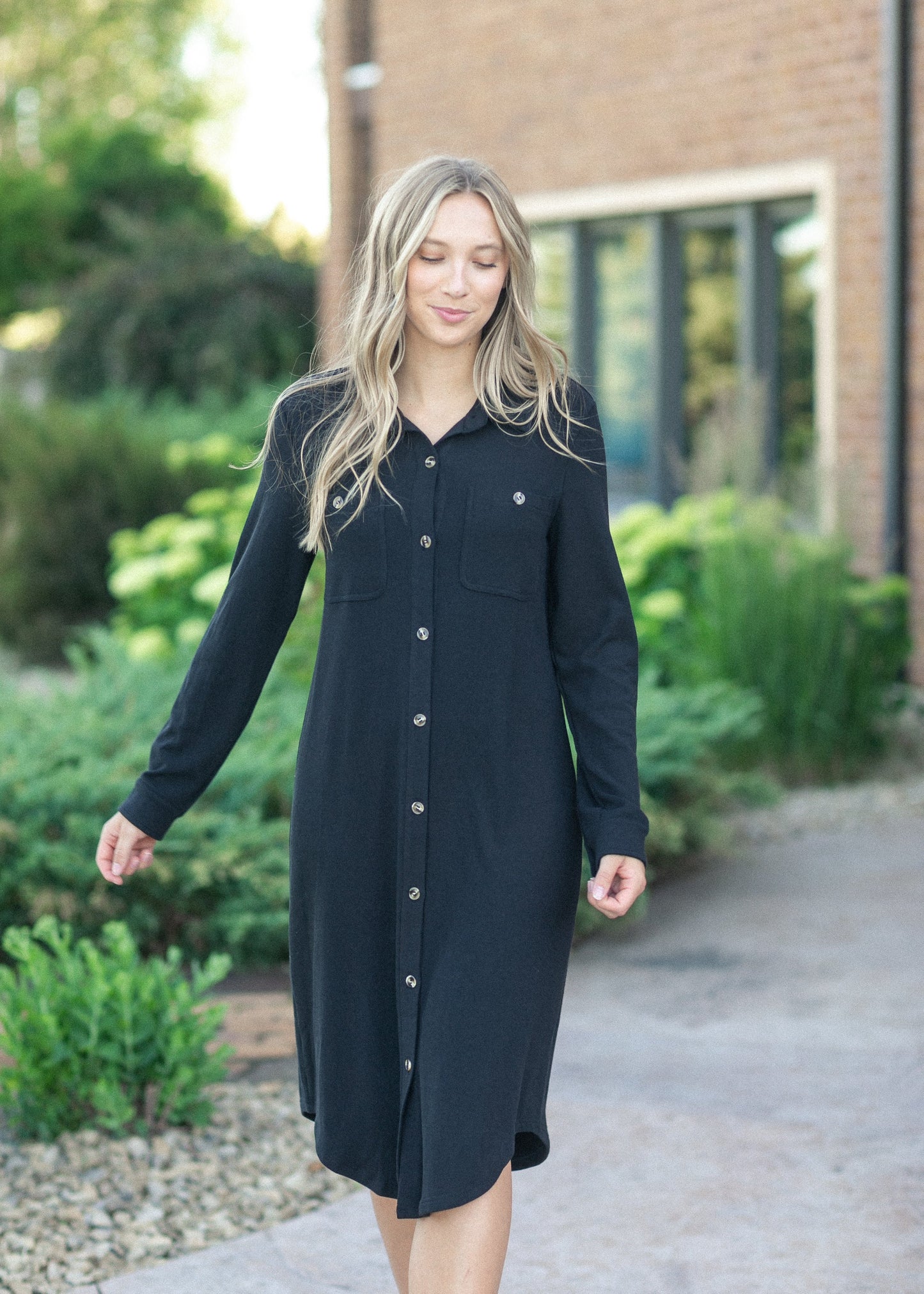 Black Ultra Soft Shirt Dress