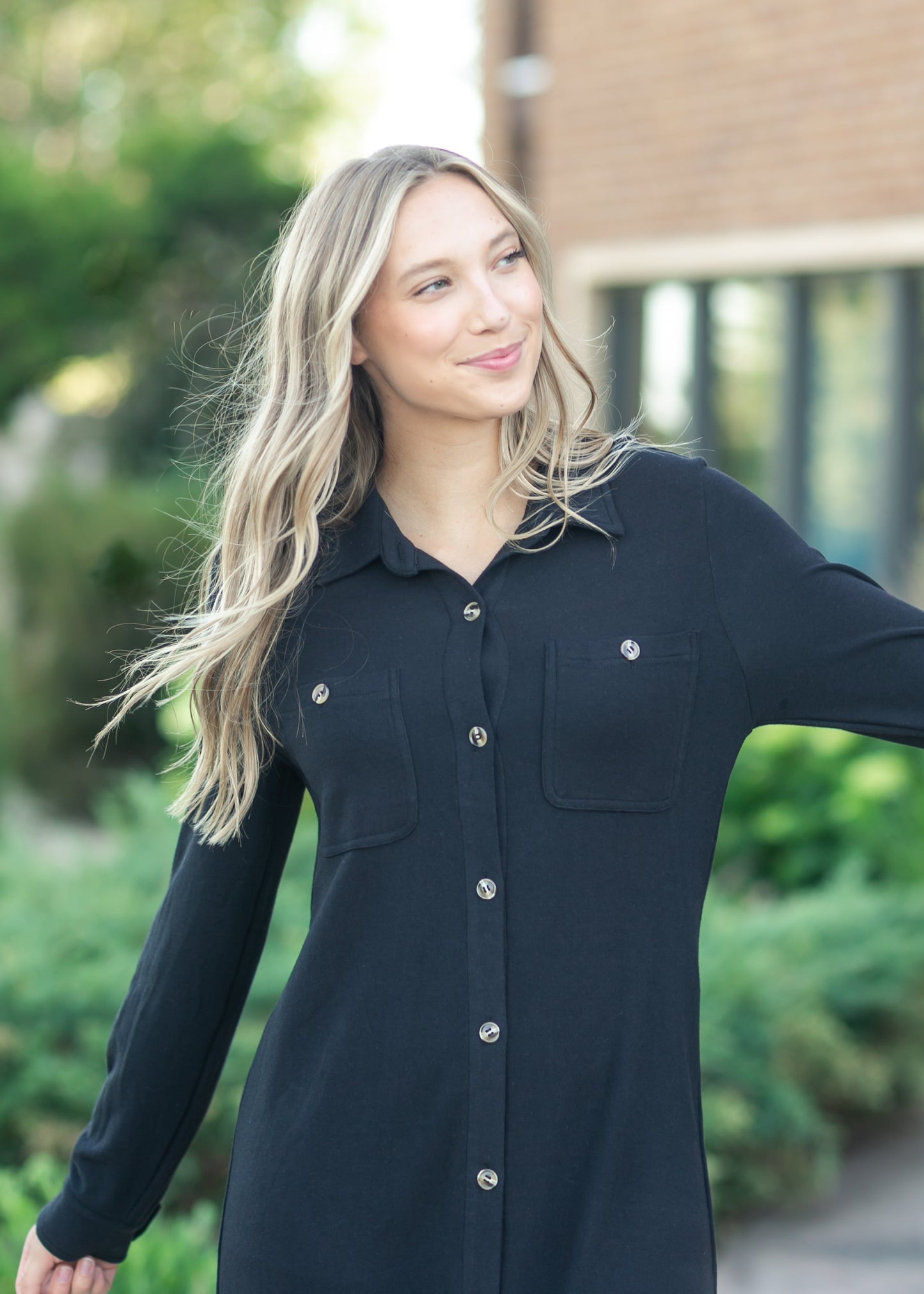 Black Ultra Soft Shirt Dress