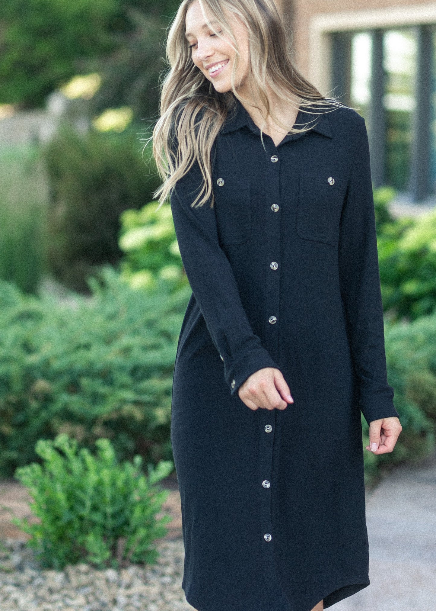 Black Ultra Soft Shirt Dress