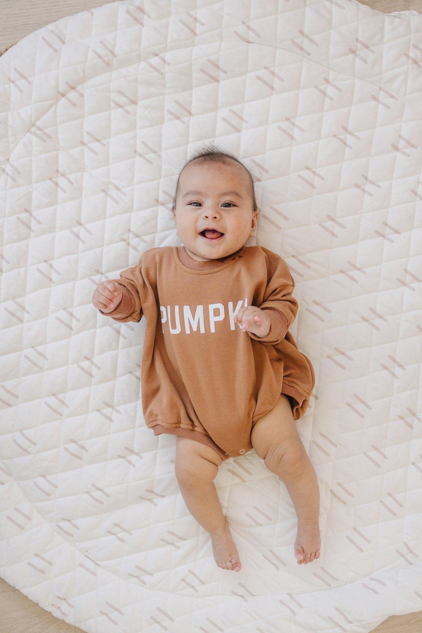 Pumpkin Sweatshirt Romper - Cream or Orange