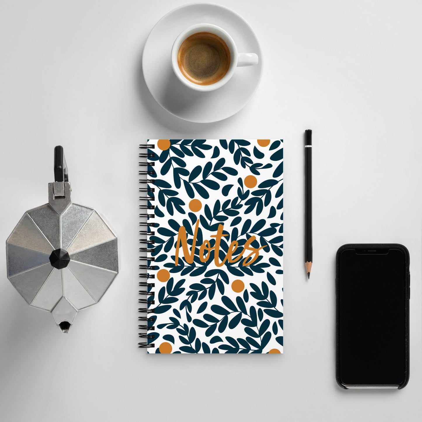Spiral notebook - Blue Abstract Plants - 140 Pages