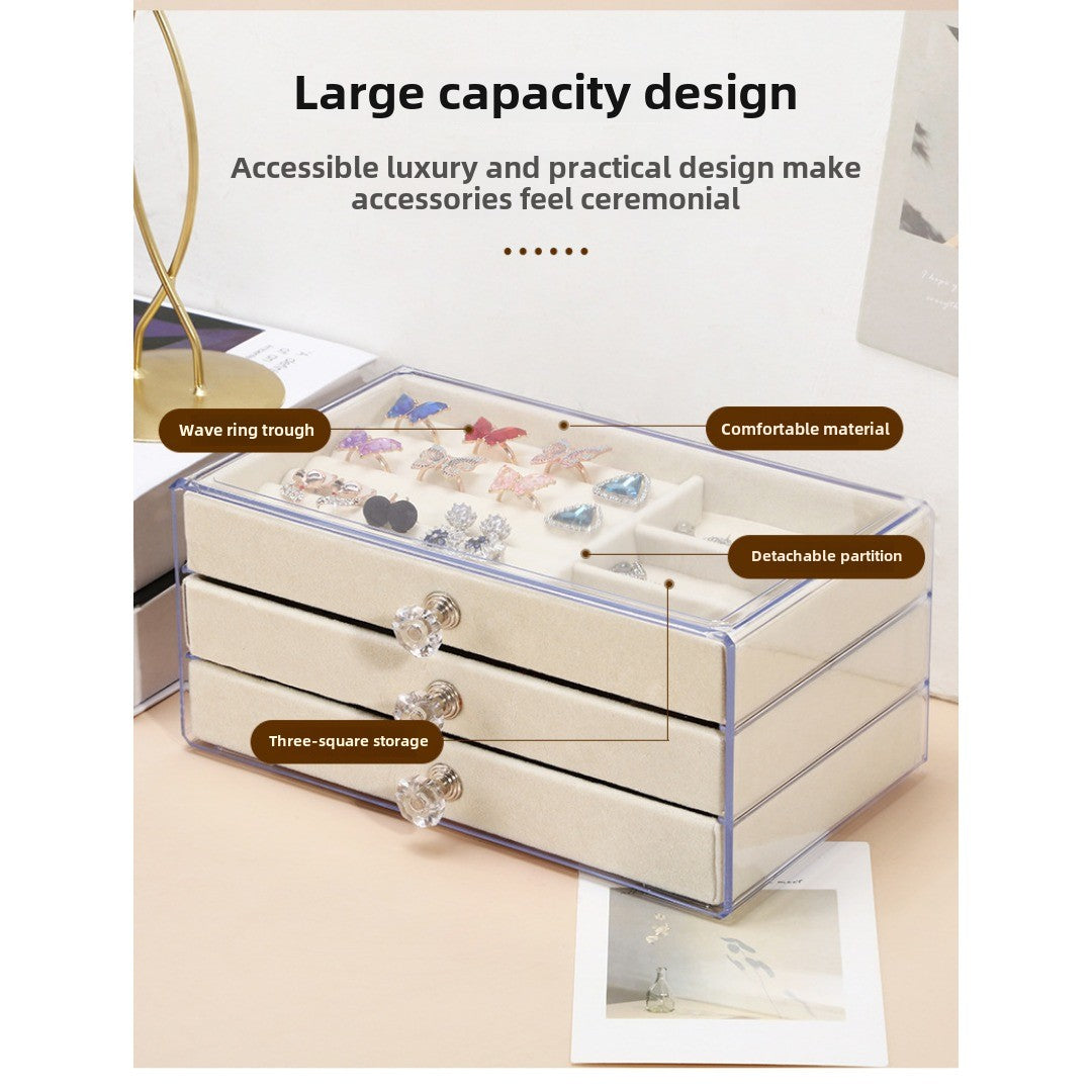 Multi-layer anti-oxidation jewelry box, earrings necklace bracelet jewelry storage box large capacity