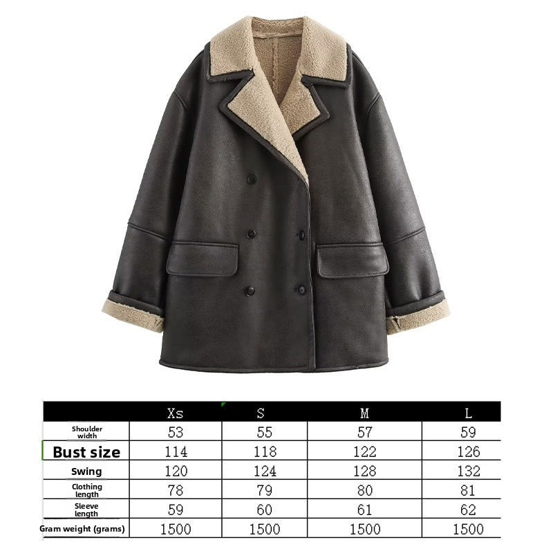 Women Loose-Fit Fur Collar Jacket