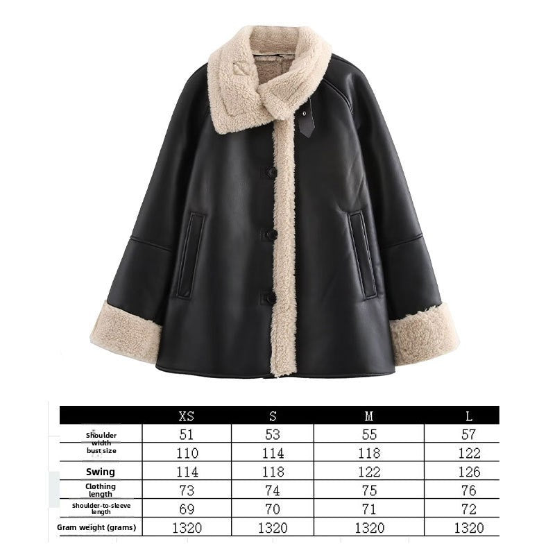 Women Loose-Fit Fur Collar Jacket