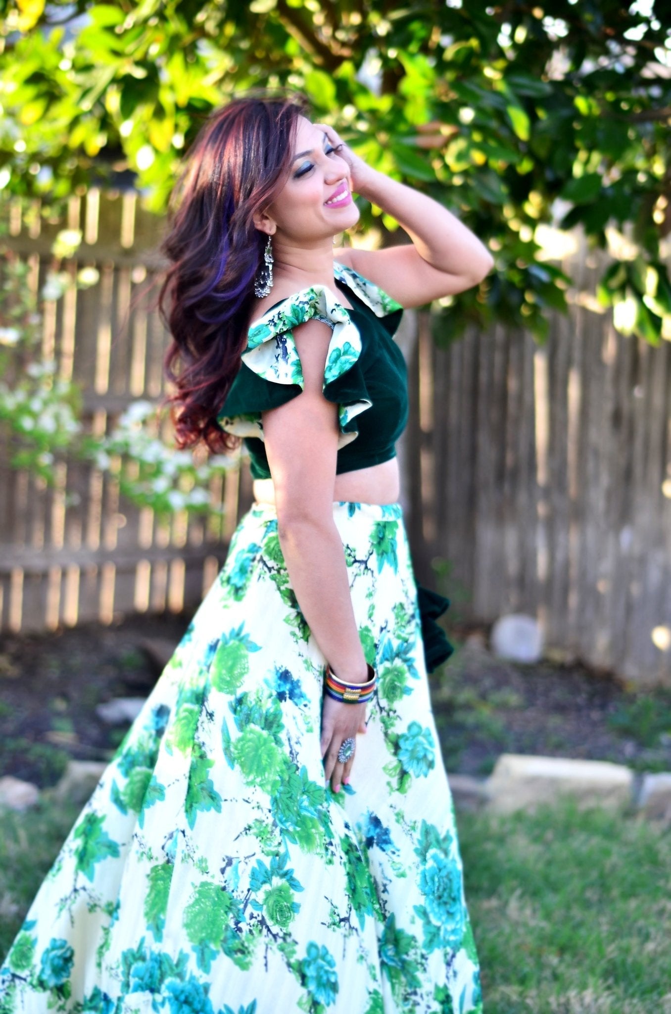 Emerald Bloom lehenga set