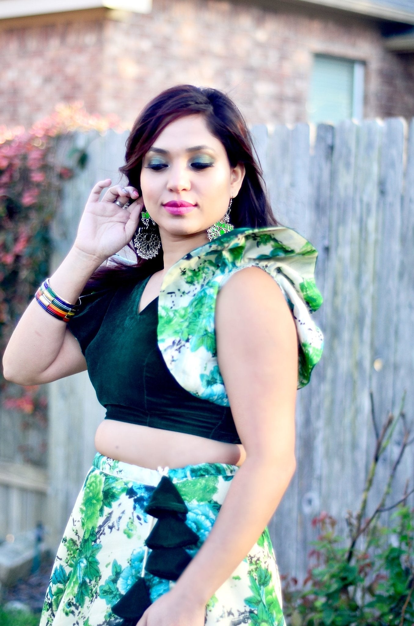 Emerald Bloom lehenga set