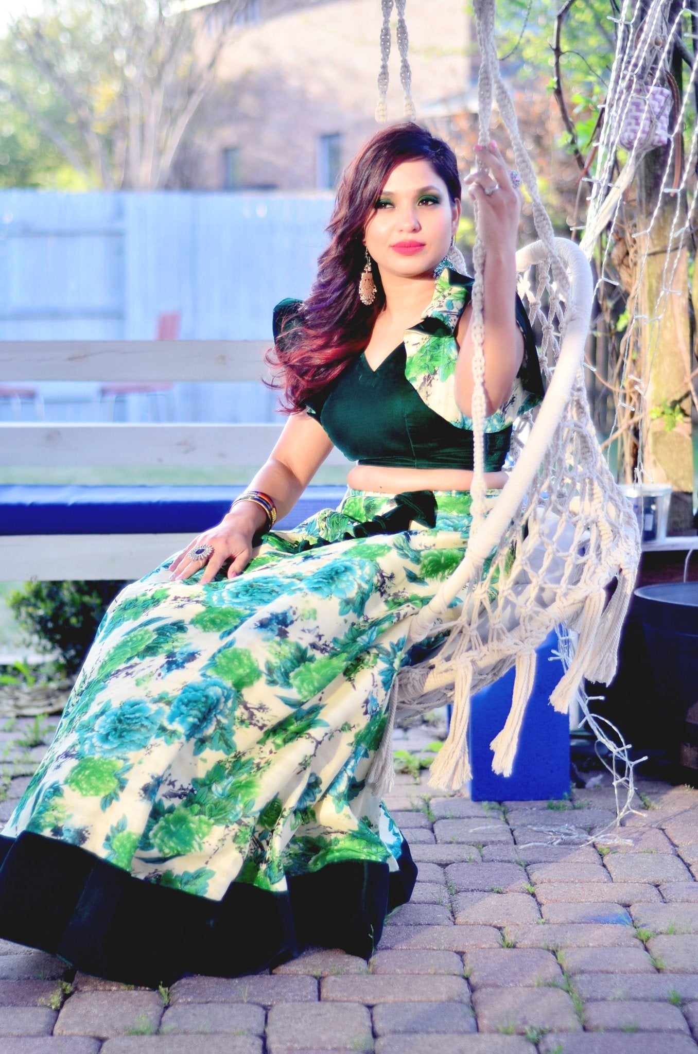 Emerald Bloom lehenga set