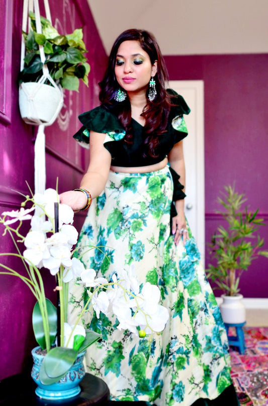 Emerald Bloom lehenga set