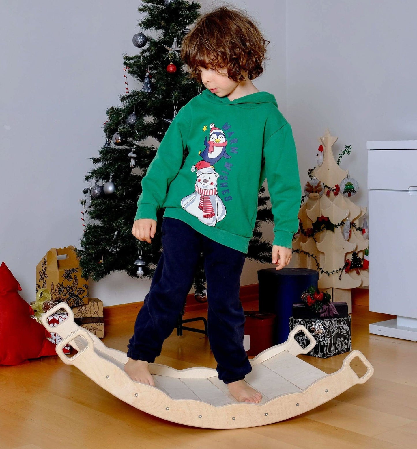 Wooden Balance Board for Toddlers Montessori Balance Toy with Pillow