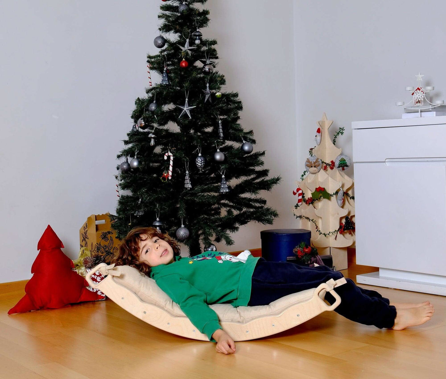 Wooden Balance Board for Toddlers Montessori Balance Toy with Pillow