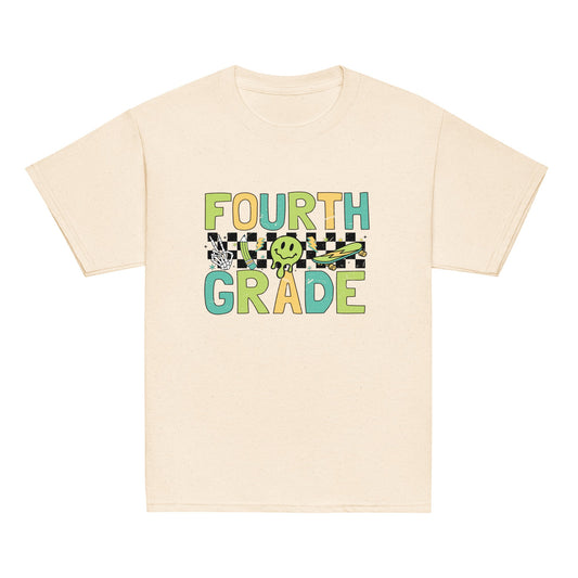 Fourth Grade T-Shirt Retro Skate Natural Shirt, Back to School T-Shirt Kids